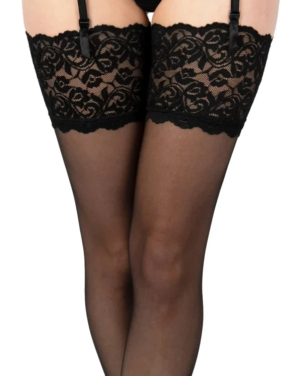 Aristoc Hold Ups & Stockings | 10 Denier Lace Top Stockings - Black