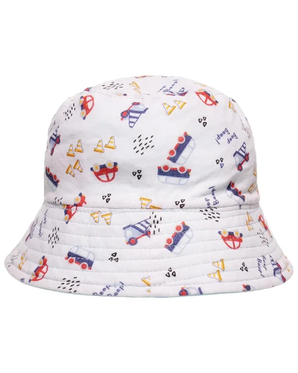 Kids Snuggle Shop Baby Reversible Cotton Bucket Hat - Blue Cars