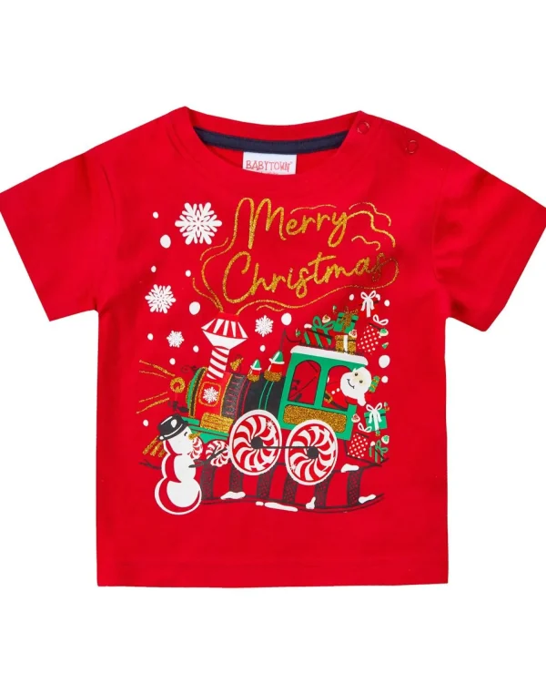 Kids Babytown Baby Santas Christmas Train T-Shirt