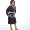 Kids 4Kidz Boys Contrast Hooded Dressing Gown - Charcoal
