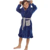 Kids 4Kidz Boys Contrast Hooded Dressing Gown - Ink Blue