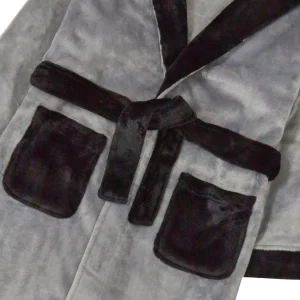 Kids 4Kidz Boys Contrast Hooded Dressing Gown - Grey