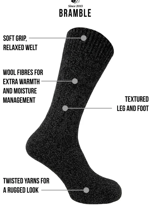 Men Bramble 3 Pack Mens Wool Blend Hiking Socks