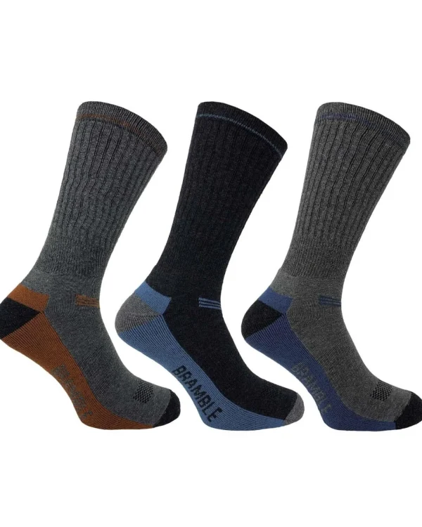 Men Bramble Mens 3 Pack Lightweight Hiker Socks - Grey