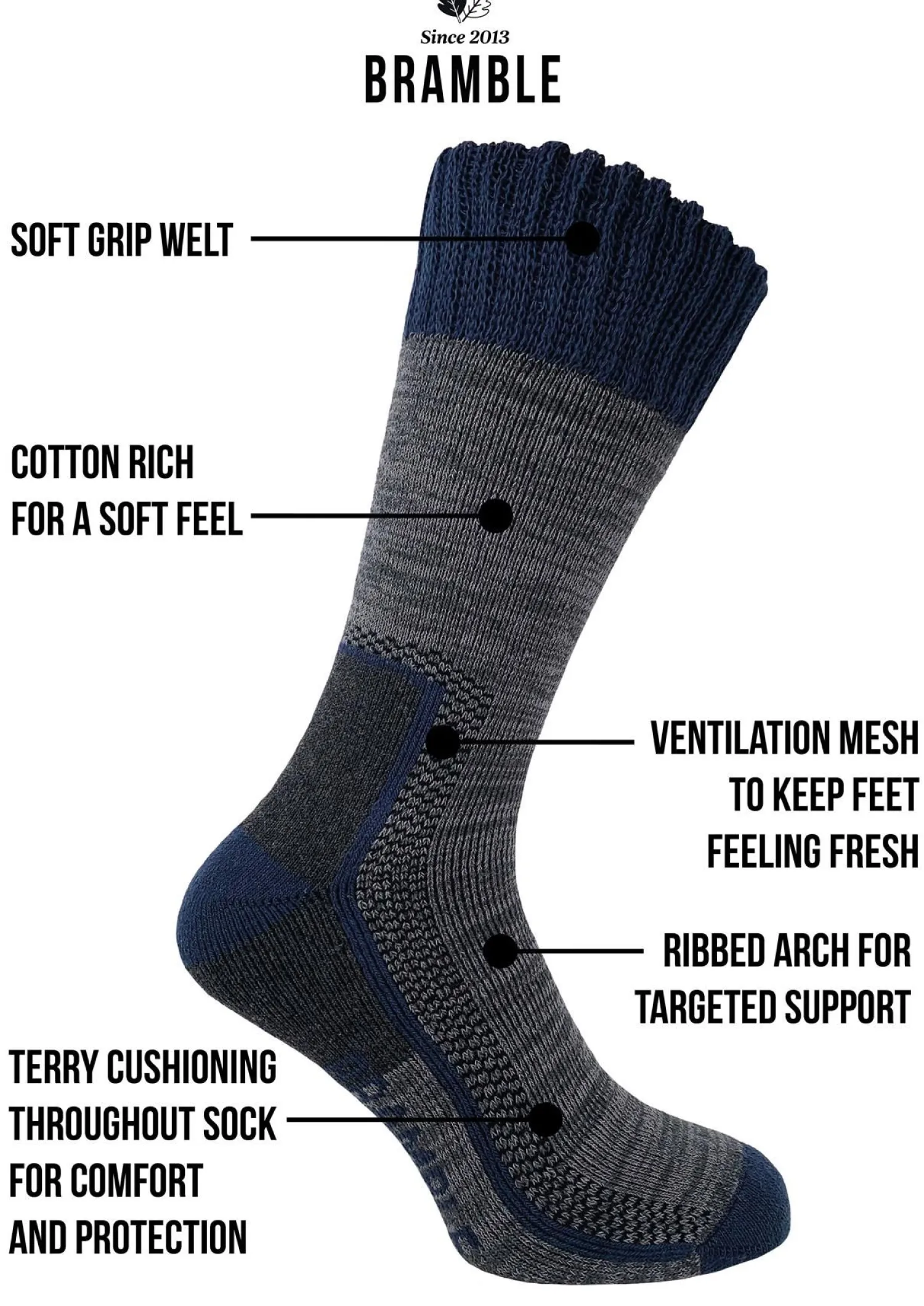 bramble_mens__pack_weeken_2.webp Men Bramble Mens 2 Pack Weekend Rambler Socks