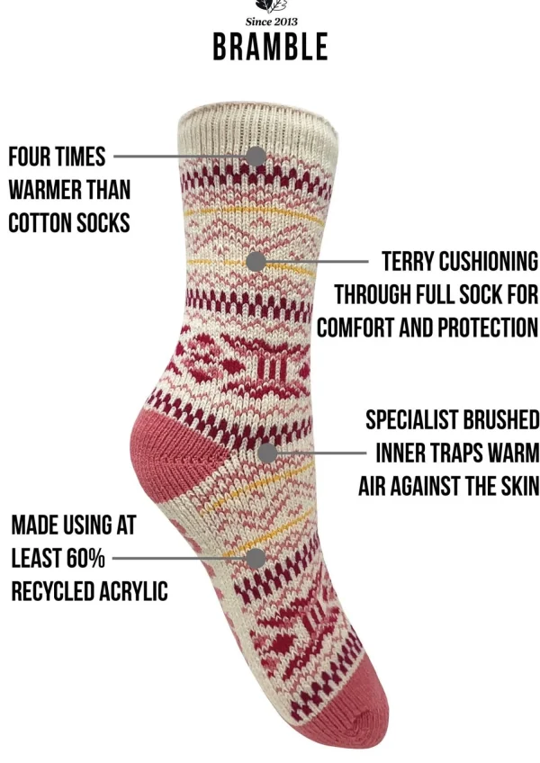 Bramble Socks | Pink Fairisle Thermasocks