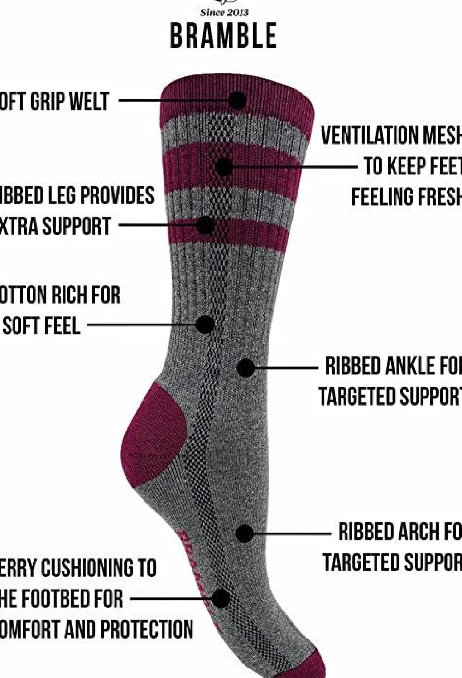 bramble_womens__pack_ligh_0.webp Bramble Socks | Womens 3 Pack Lightweight Hiker Socks