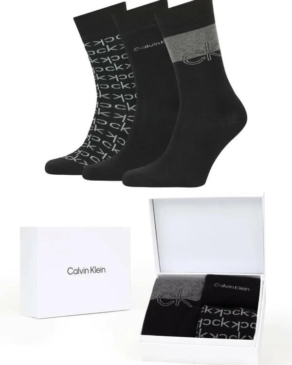 Men Calvin Klein 3 Pairs Mens Socks Gift Set - Black