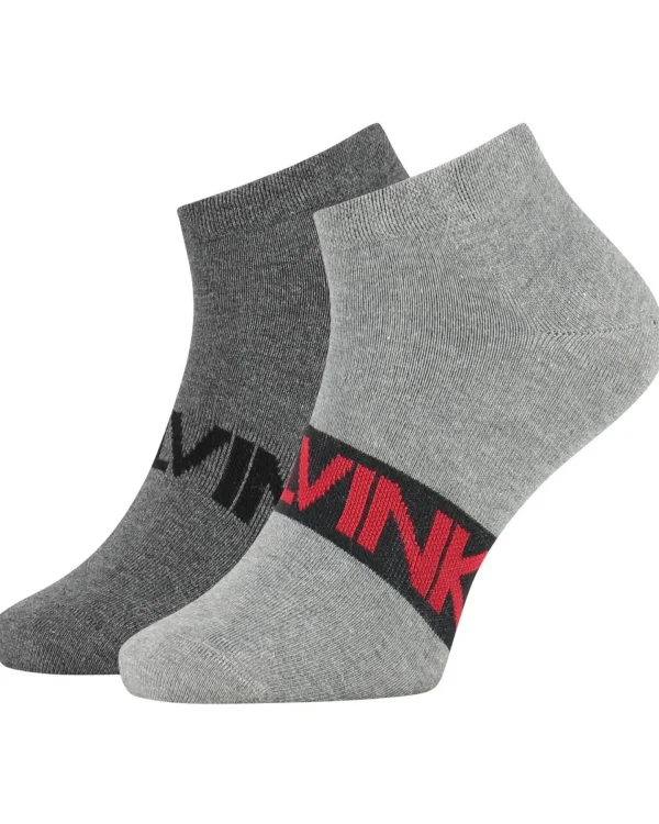 Men Calvin Klein Mens 2 Pack Intense Power Trainer Socks - Grey Combo