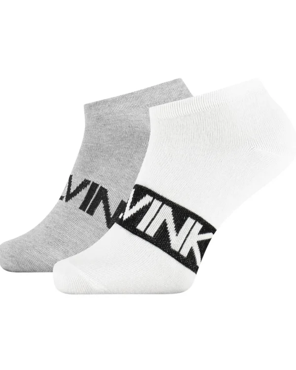 Men Calvin Klein Mens 2 Pack Intense Power Trainer Socks - White Combo