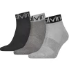 Men Calvin Klein Mens 3 Pack Logo Cuff Quarter Socks - Mid Grey Melange