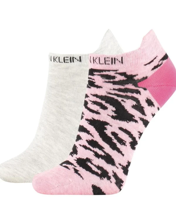 Calvin Klein Socks | Womens 2 Pack Leopard Trainer Socks - Pink Combo