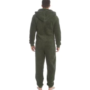 Men Cargo Bay Borg Fleece Onesie - Olive