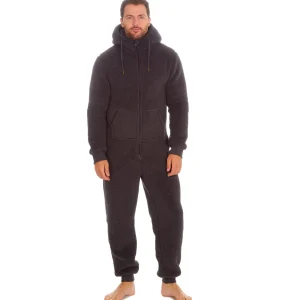 Men Cargo Bay Borg Fleece Onesie - Charcoal
