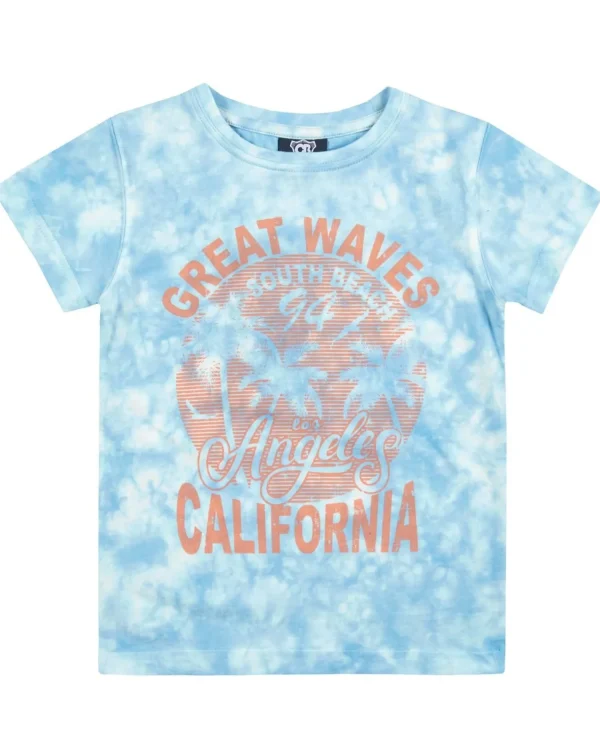 Kids Cargo Bay Boys Blue Tie Dye Short Sleeve T-Shirt