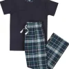 Kids Cargo Bay Boys Check Long Pyjamas - Navy