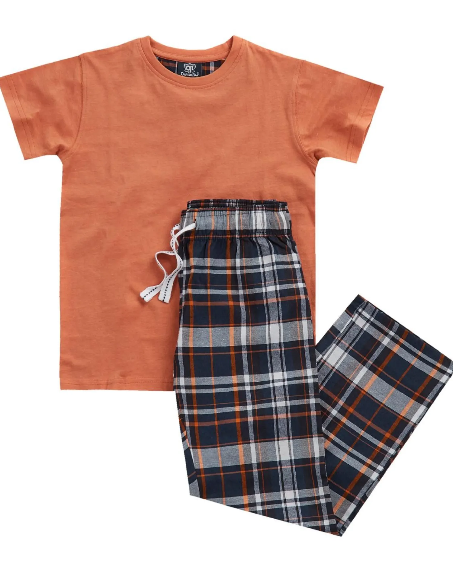 cargo_bay_boys_check_long_0-3.webp Kids Cargo Bay Boys Check Long Pyjamas - Burnt Orange