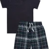 Kids Cargo Bay Boys Check Short Pyjamas - Navy