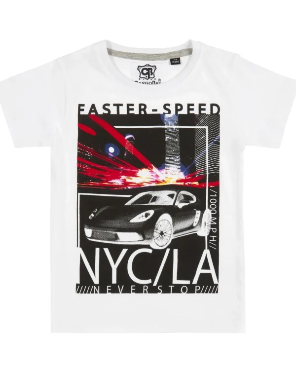 Kids Cargo Bay Boys White Short Sleeve T-Shirt