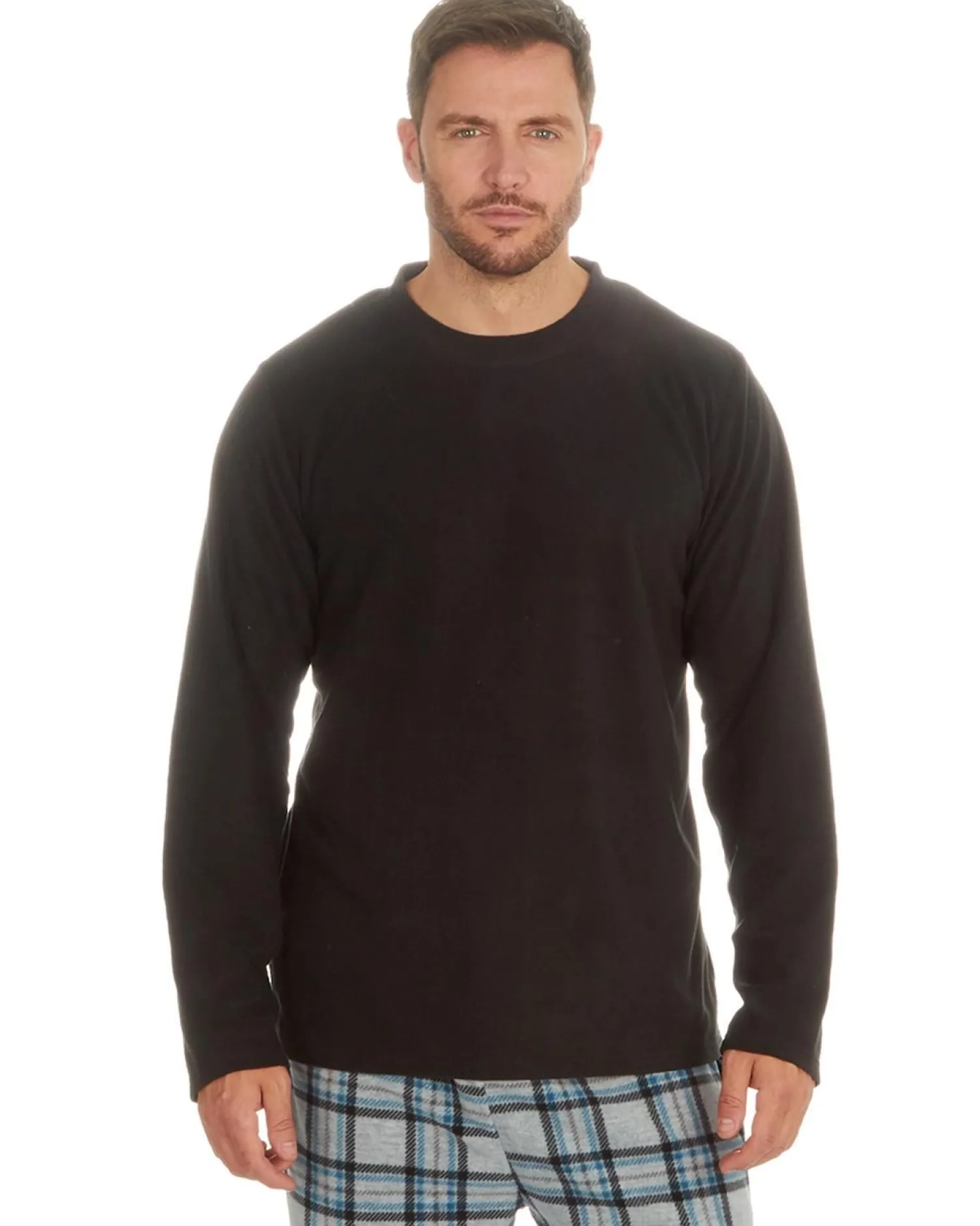 cargo_bay_check_fleece_py_0.webp Men Cargo Bay Check Fleece Pyjamas - Black
