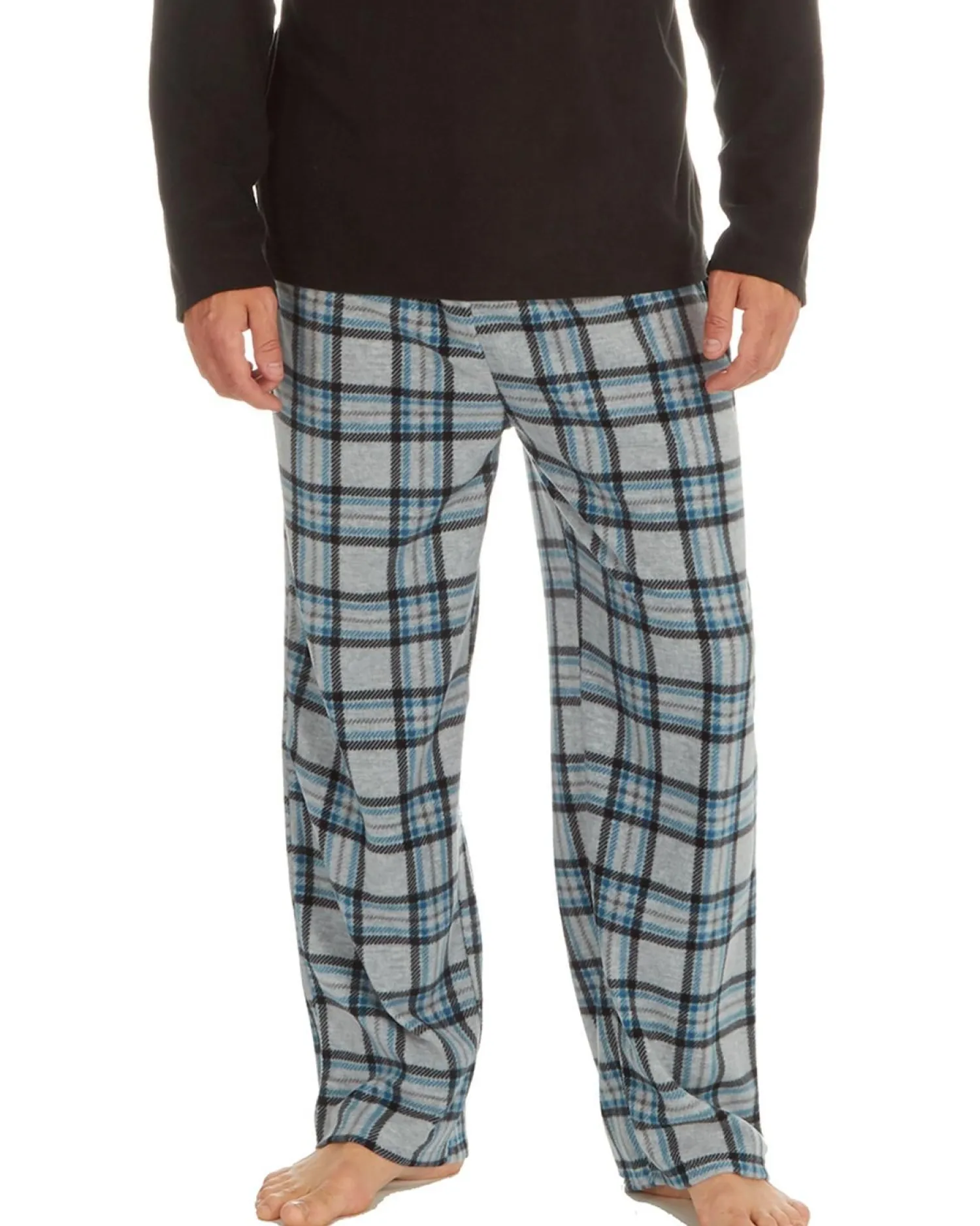 cargo_bay_check_fleece_py_2.webp Men Cargo Bay Check Fleece Pyjamas - Black