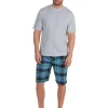 Men Cargo Bay Check Short Pyjamas - Grey