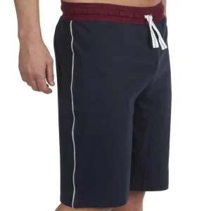 Men Cargo Bay Contrast Short Jersey Pyjamas - Navy/Burgundy