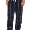 Men Cargo Bay Microfleece Check Lounge Pants - Navy/Red