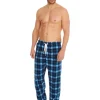 Men Cargo Bay Microfleece Check Lounge Pants - Navy