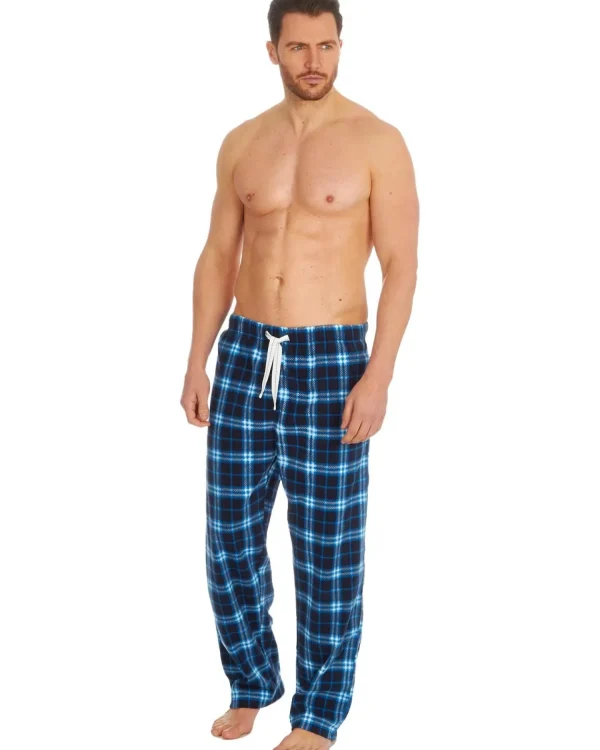 Men Cargo Bay Microfleece Check Lounge Pants - Navy
