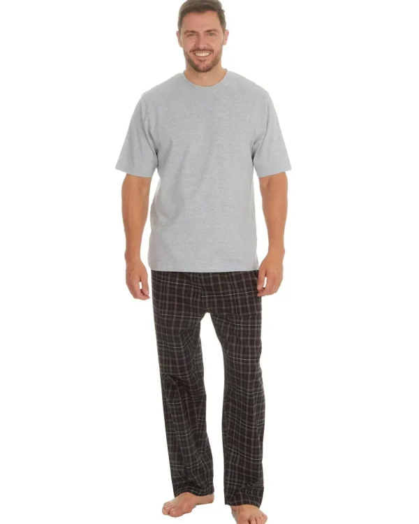 Men Cargo Bay Short Sleeve Check Pyjamas - Grey