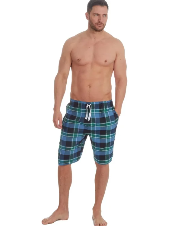 Men Cargo Bay Woven Check Lounge Shorts - Blue