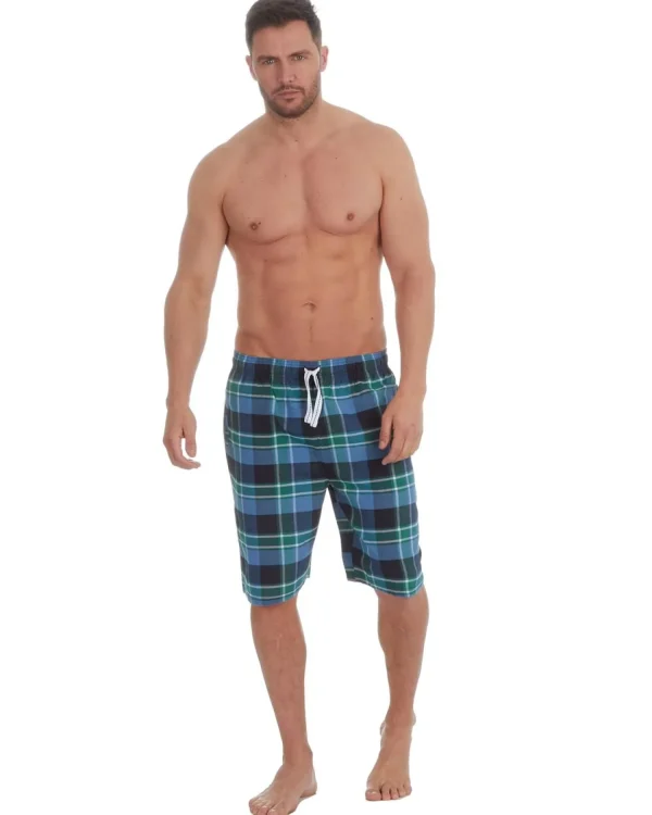 Men Cargo Bay Woven Check Lounge Shorts - Blue