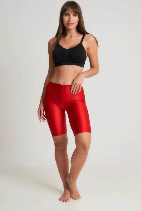 * Shorts & Skirts | Classic Shiny Lycra Cycling Shorts - Red
