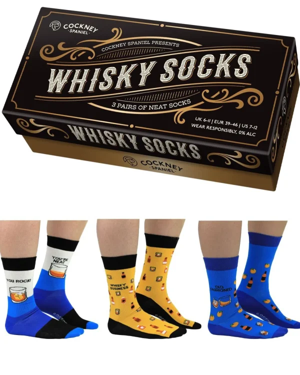 Men Cockney Spaniel Whiskey Socks Gift Box