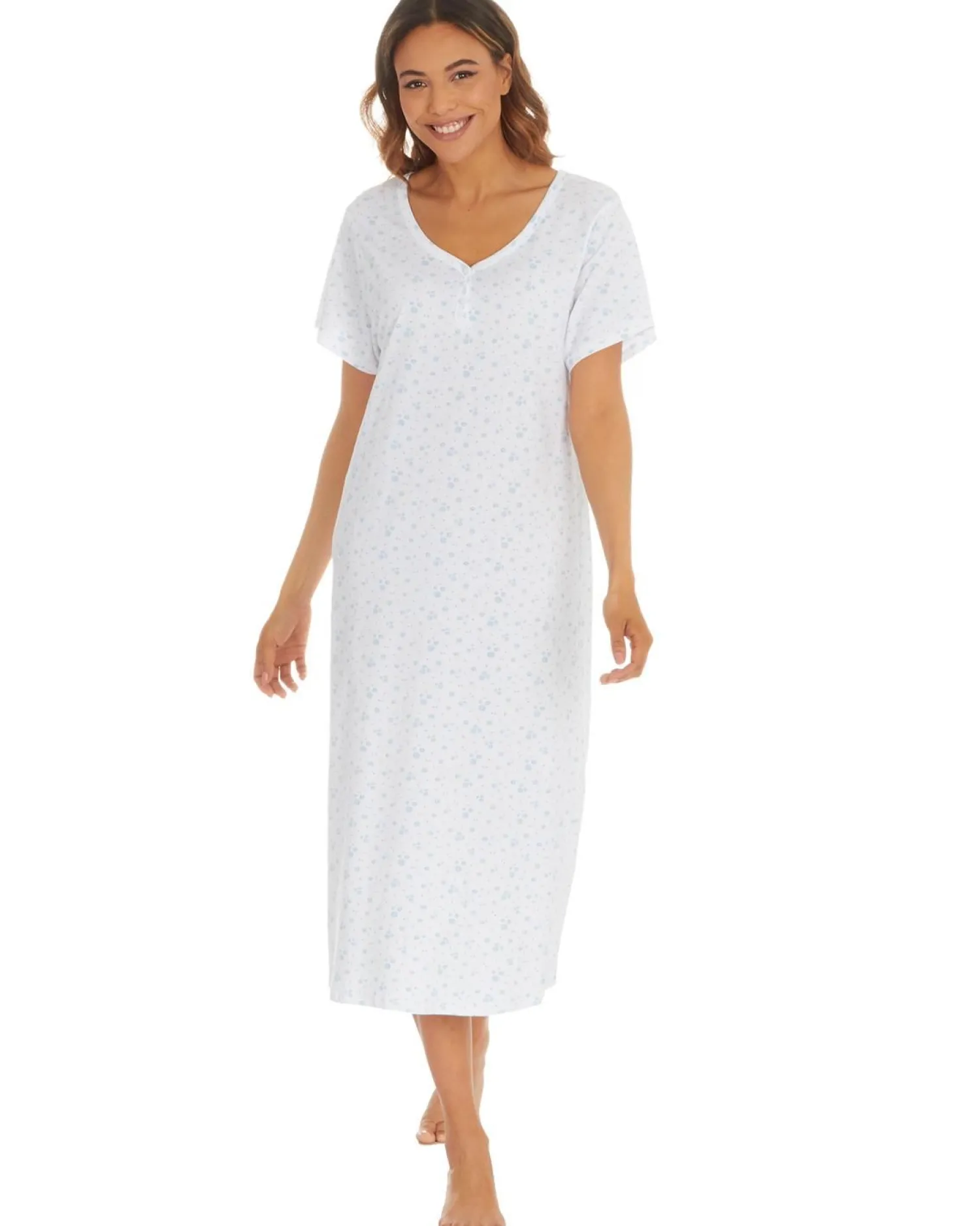 cottonique__jersey_cotton_1-5.webp Cottonique Nighties | 100% Jersey Cotton Short Sleeve Nightie - Blue