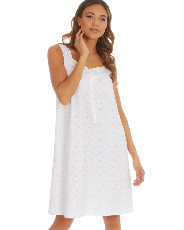 Cottonique Nighties | 100% Jersey Cotton Sleeveless Nightie - Pink