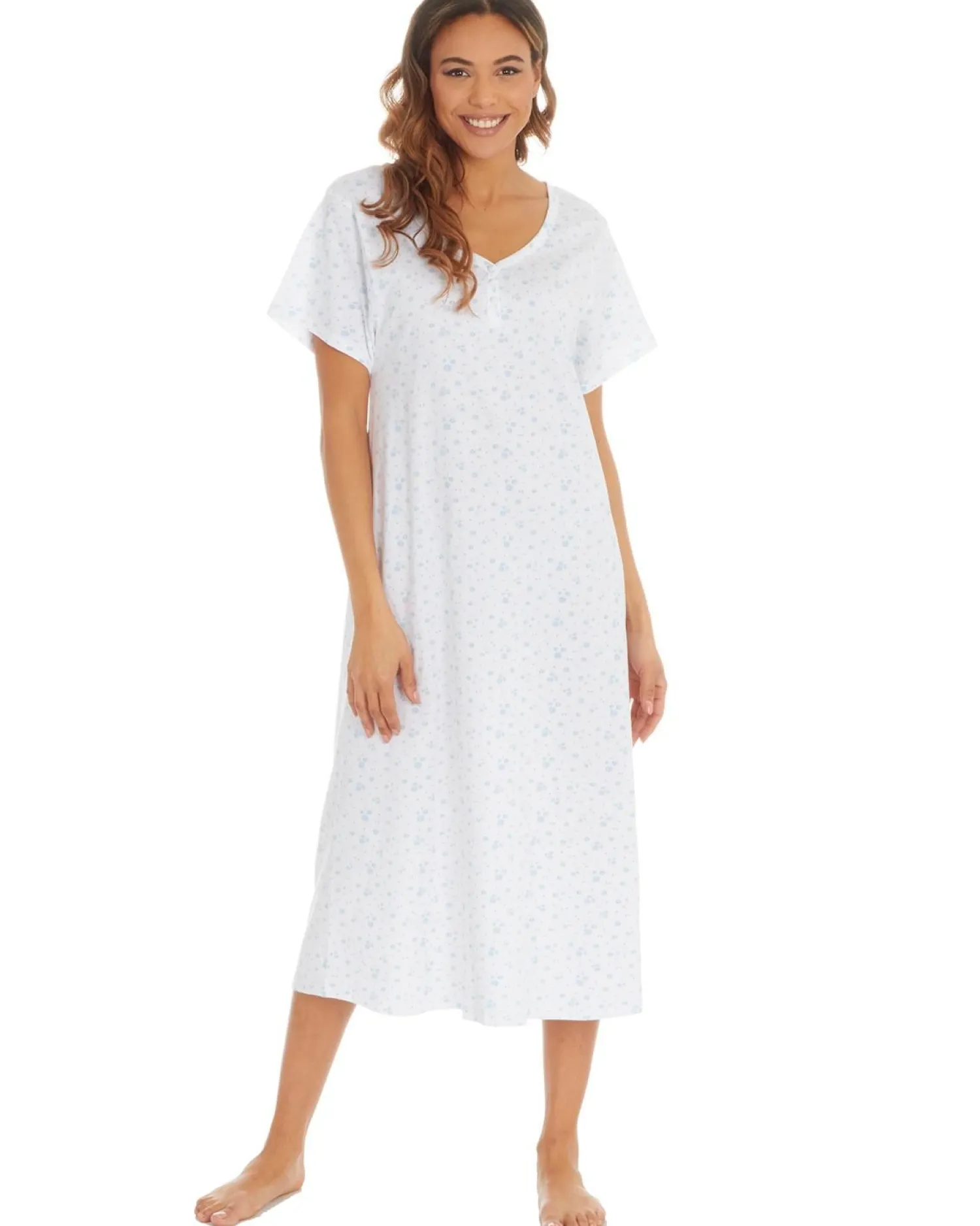 cottonique__jersey_cotton_2-4.webp Cottonique Nighties | 100% Jersey Cotton Short Sleeve Nightie - Blue