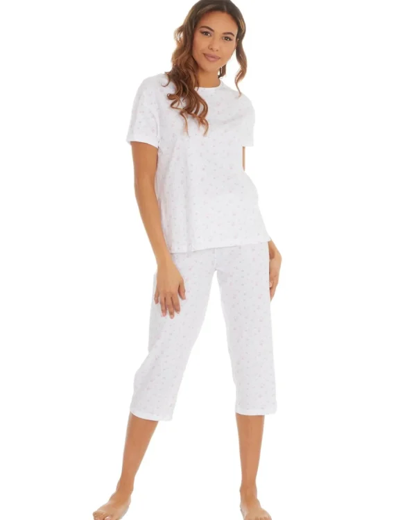 Cottonique Pyjamas | 100% Jersey Cotton Cropped Pyjamas - Pink