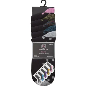Cottonique Socks | 5 Pack Glitter Spot Cotton Rich Socks