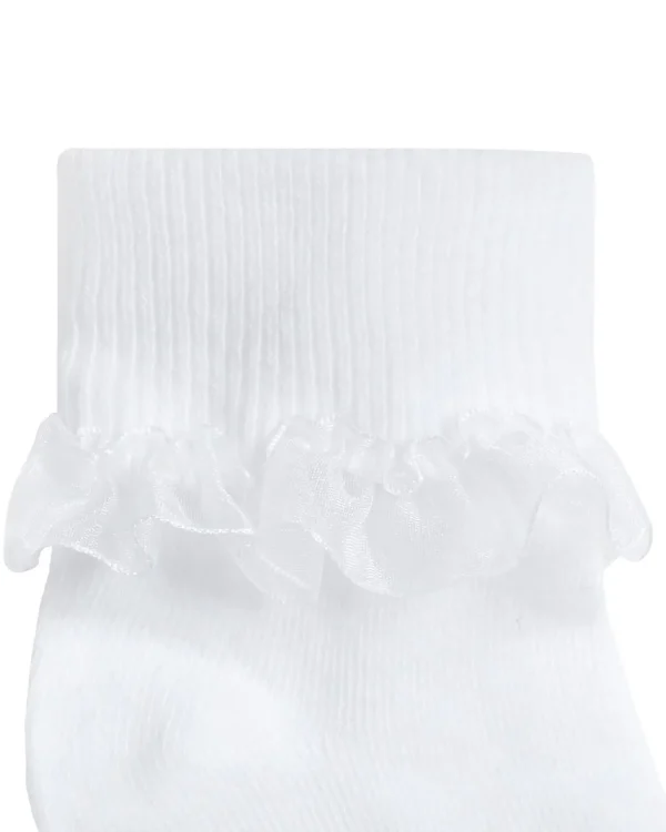 Kids Cottonique 6 Pack Kids Frilly Lace Socks - White