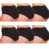 Cottonique Knickers | 6 Pairs 100% Cotton Full Briefs - Black
