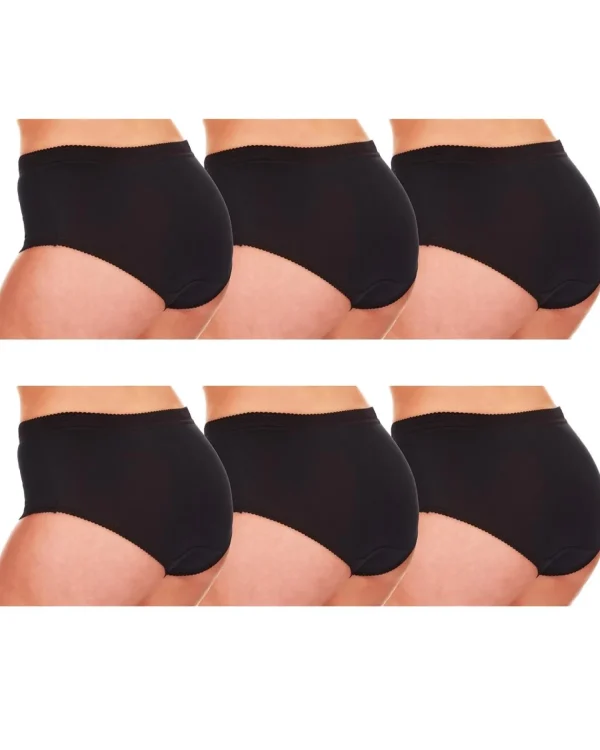 Cottonique Knickers | 6 Pairs 100% Cotton Full Briefs - Black