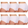 Cottonique Knickers | 6 Pairs 100% Cotton Full Briefs - White