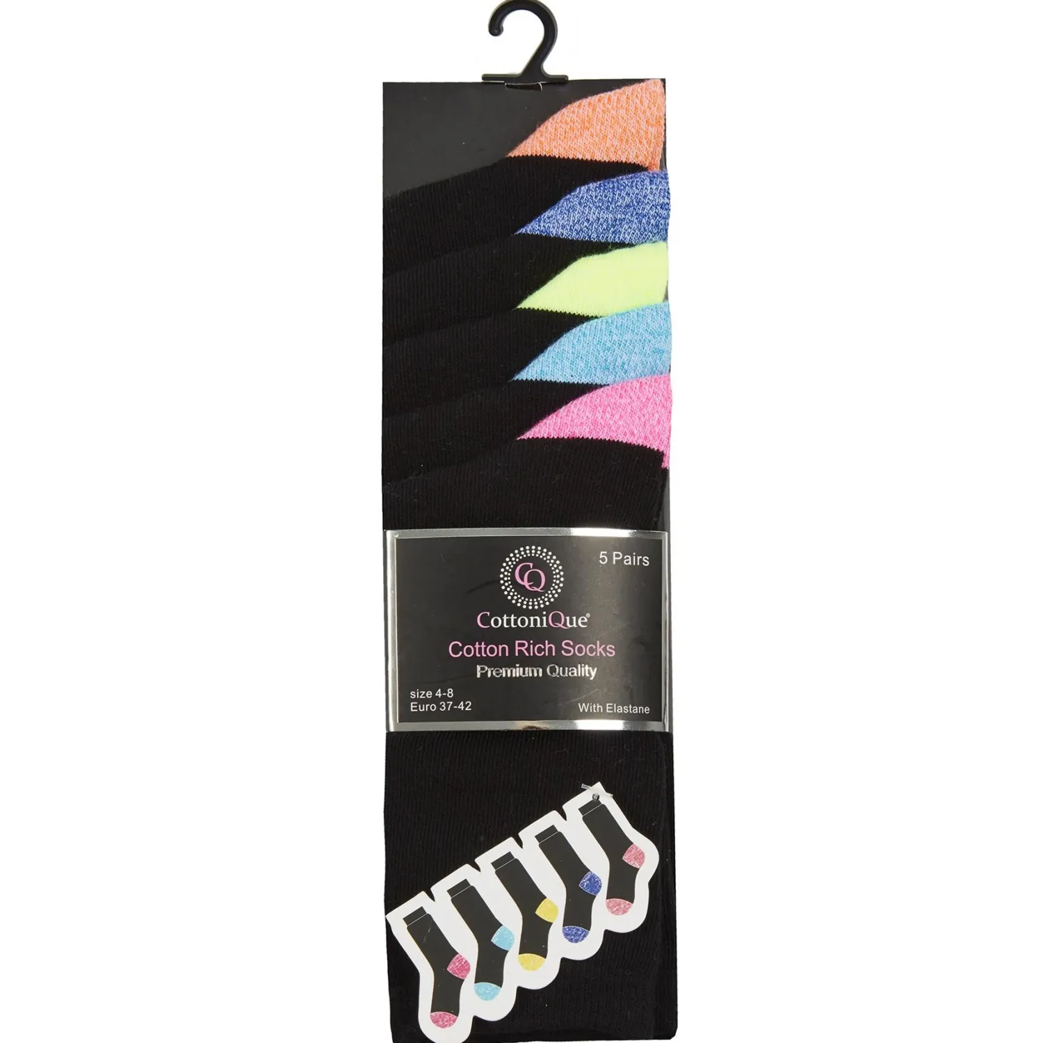 cottonique_womens__pack_m_0-1.webp Cottonique Socks | Womens 5 Pack Marl Socks - Brights