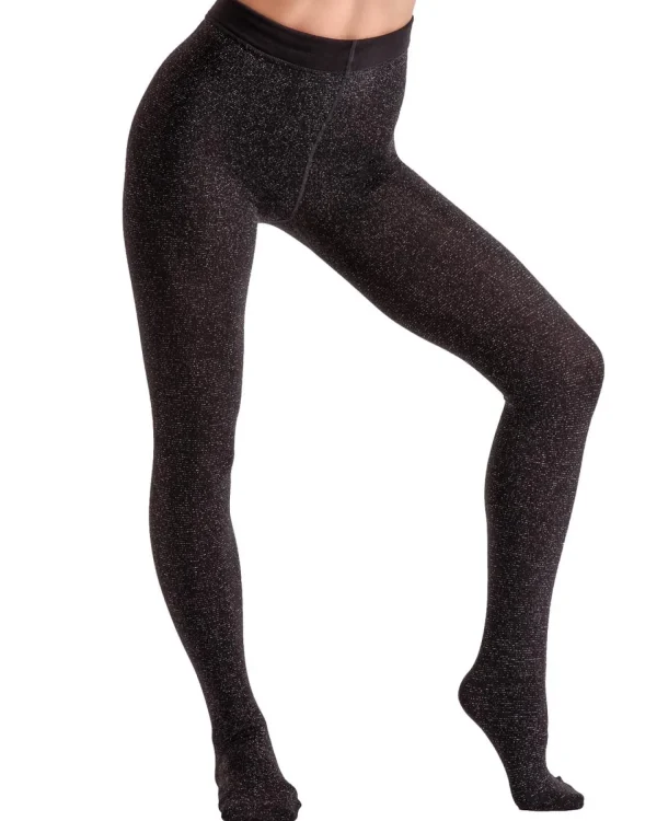 Couture Tights | Fashion Lurex Fleece Tights - Black