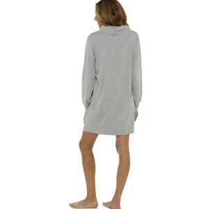 Foxbury Loungewear | Cowl Neck Jersey Long Sleeve Lounge Dress - Grey
