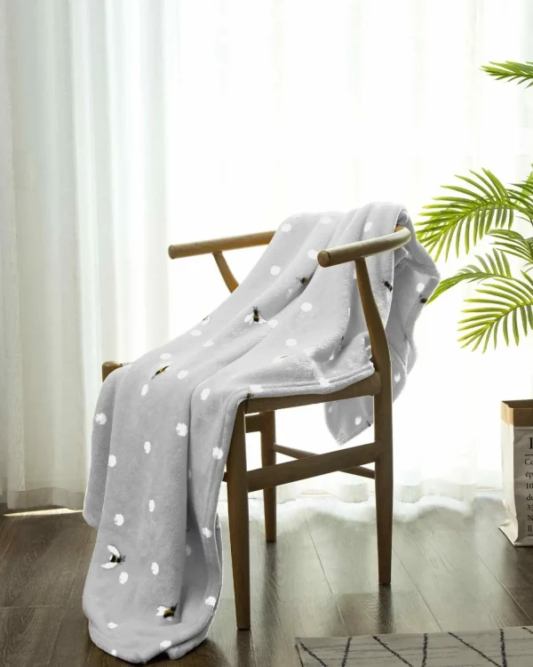 * Design Studio Bees Flannel Throw - Grey
