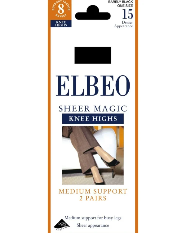 Elbeo Socks | 2 Pack Sheer Magic Medium Support Knee Highs - Cafe Creme