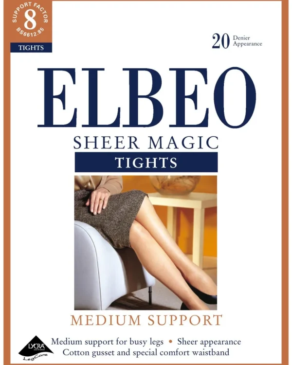 Elbeo Tights | Sheer Magic Medium Support Tights - Cafe Creme